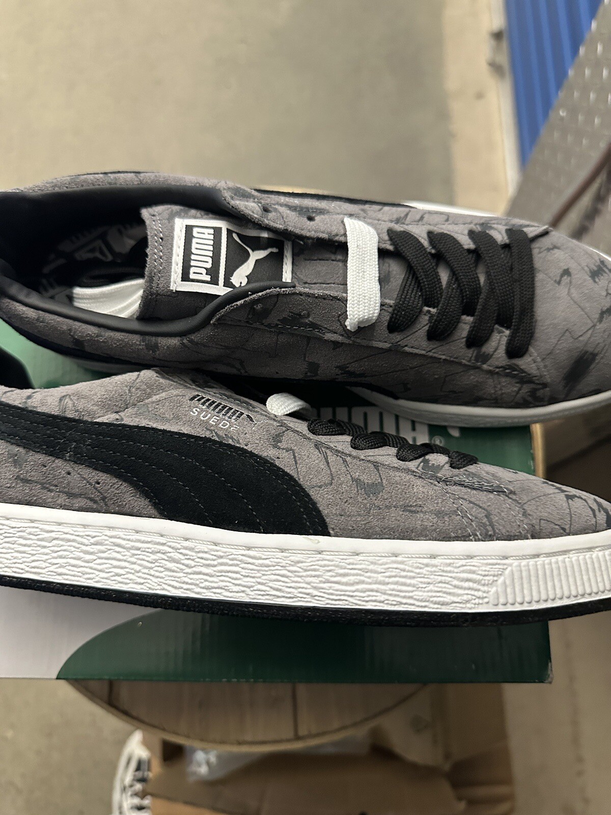 Puma Suede Brush Emboss. Steel Grey, Black , Dark Shadow Discontinued And Rare!