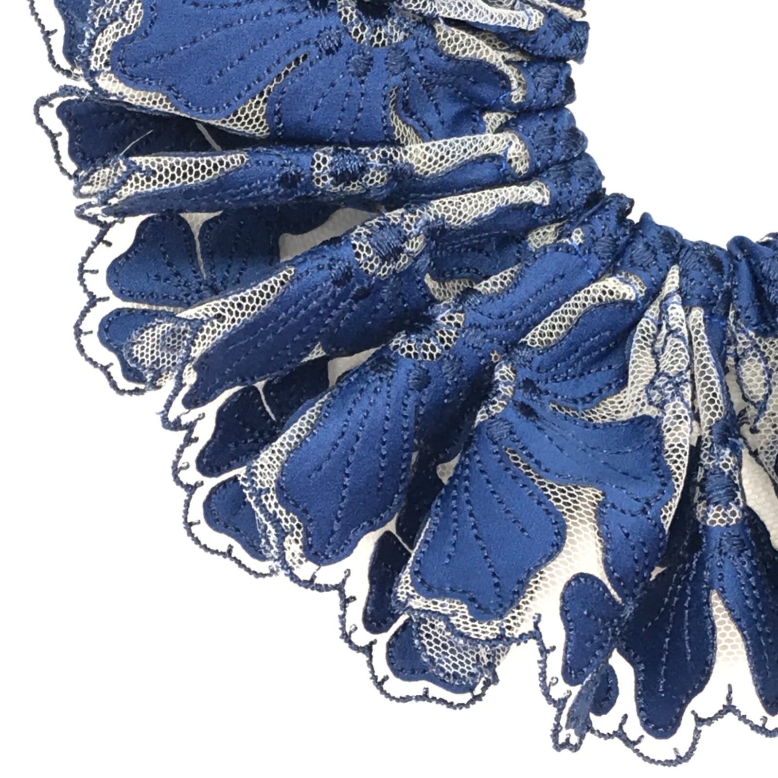 Daria L Floral Scrunchies Stylish Ponytail Holders Royal Blue Color Oversized