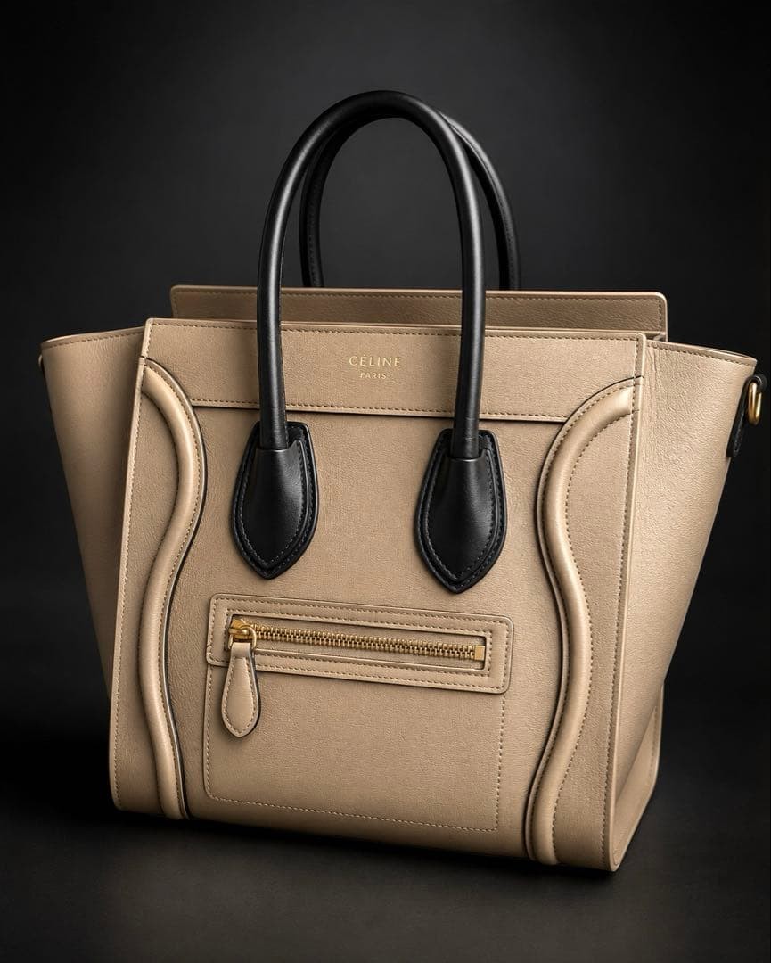 CELINE Luggage Micro Bicolor Beige Navy