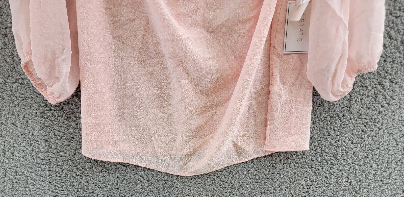 1.STATE Off-The-Shoulder Halter Neck Blouse Women’s S Pink Taffeta Long Sleeve