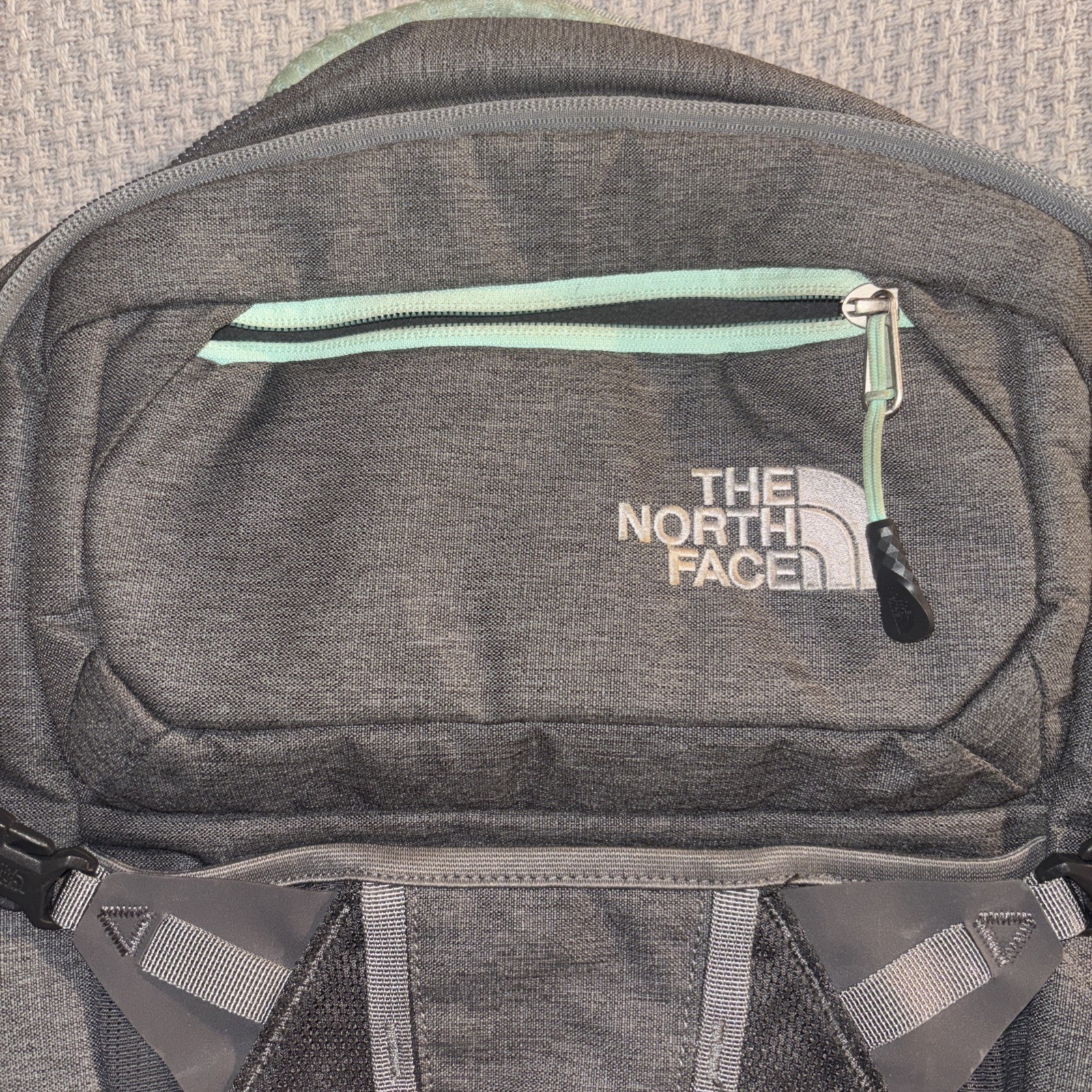 The North Face Recon Backpack grey/Teal School Travel Hiking Laptop GREAT SHAPE!