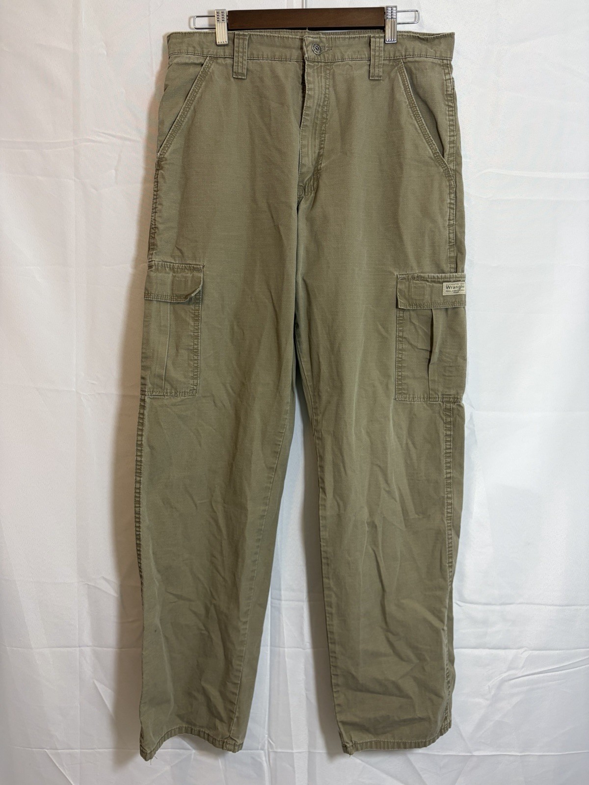 Wranglers Cargo Utility Pants Mens 32×34 Brown Ripstop Multi Pockets #70L3WML