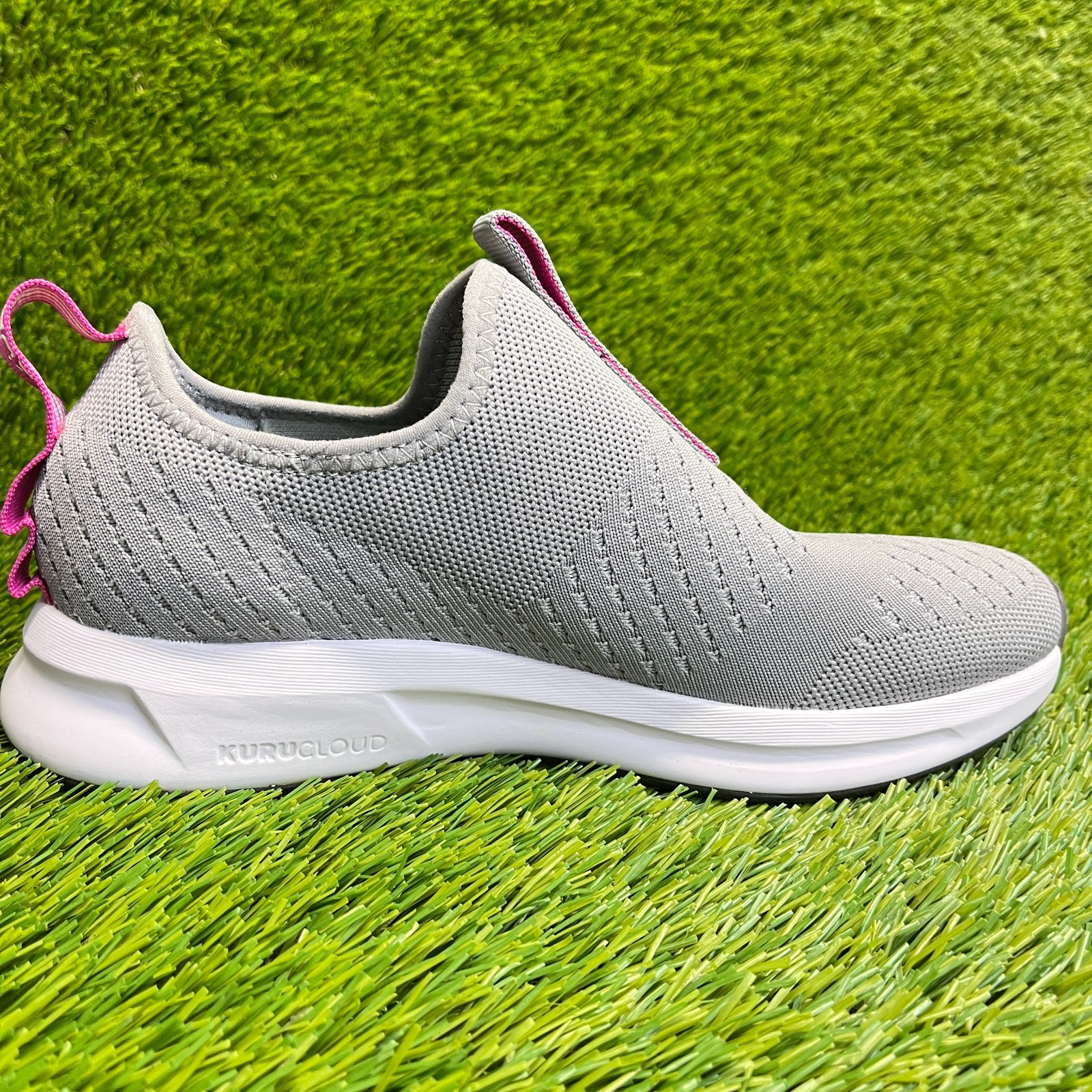 Kuru Atom Womens Size 7.5 Gray Purple Athletic Walking Slip On Shoes Sneakers