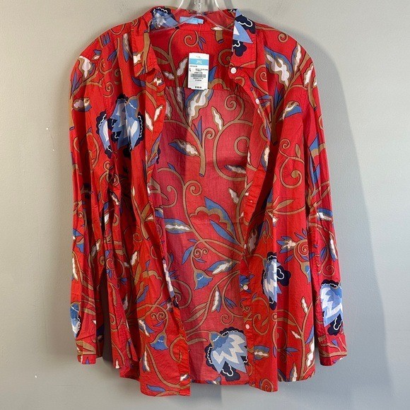 NWT J. McLaughlin Womens Lois Floral Button Down Shirt Lilywood Size L Preppy