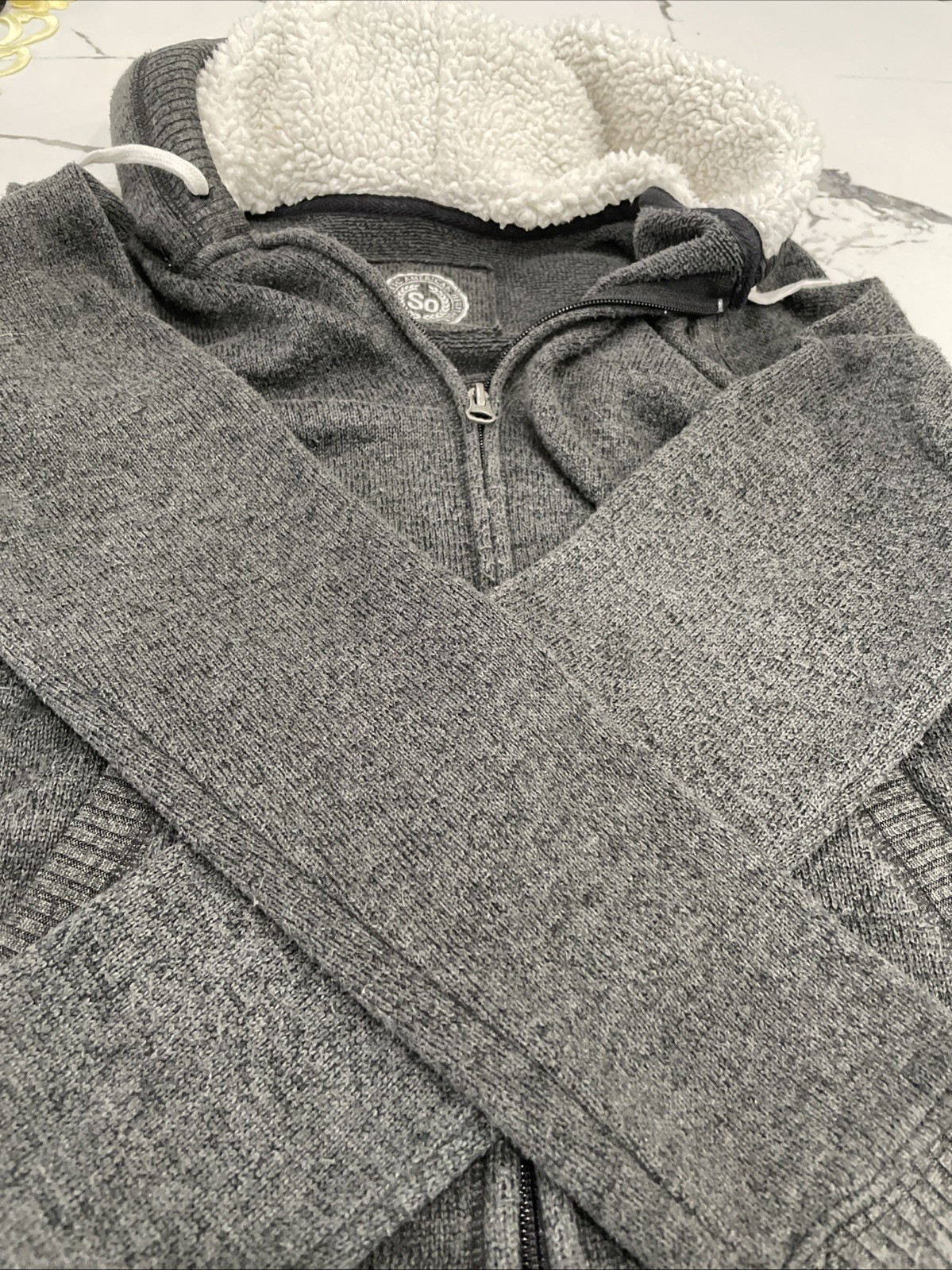 Authentic American Heritage So Medium Gray Zip Up Jacket With Hood & Pockets