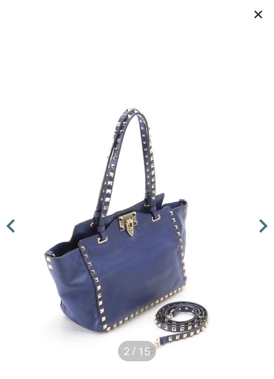 Valentino Garavani Rockstud Small Tote Blue leather spike, stud