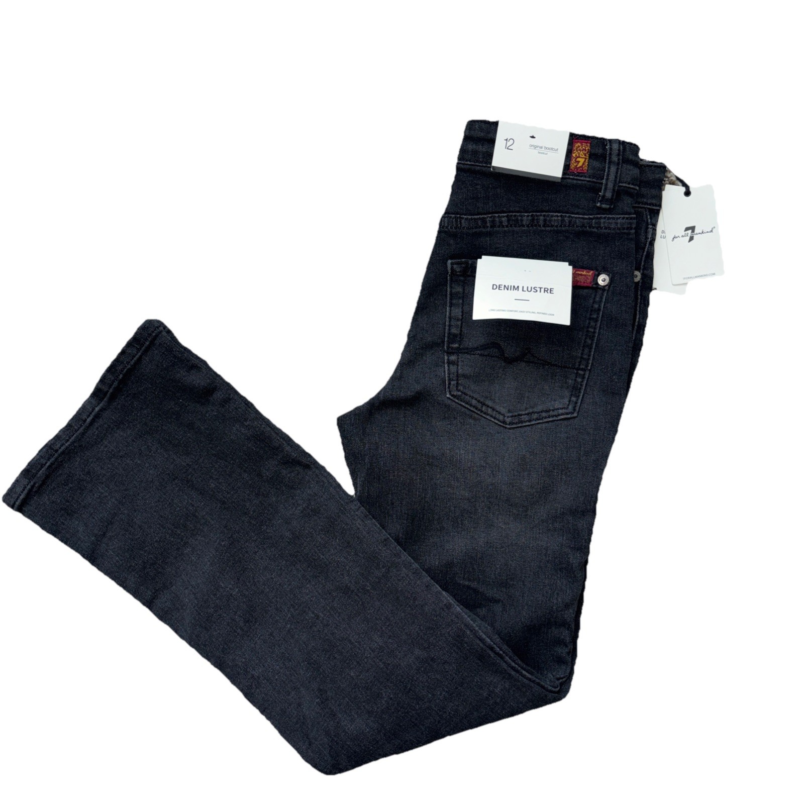 7 For All Mankind Jeans Denim Lustre Original Bootcut Charcoal Gray Women Sz 12