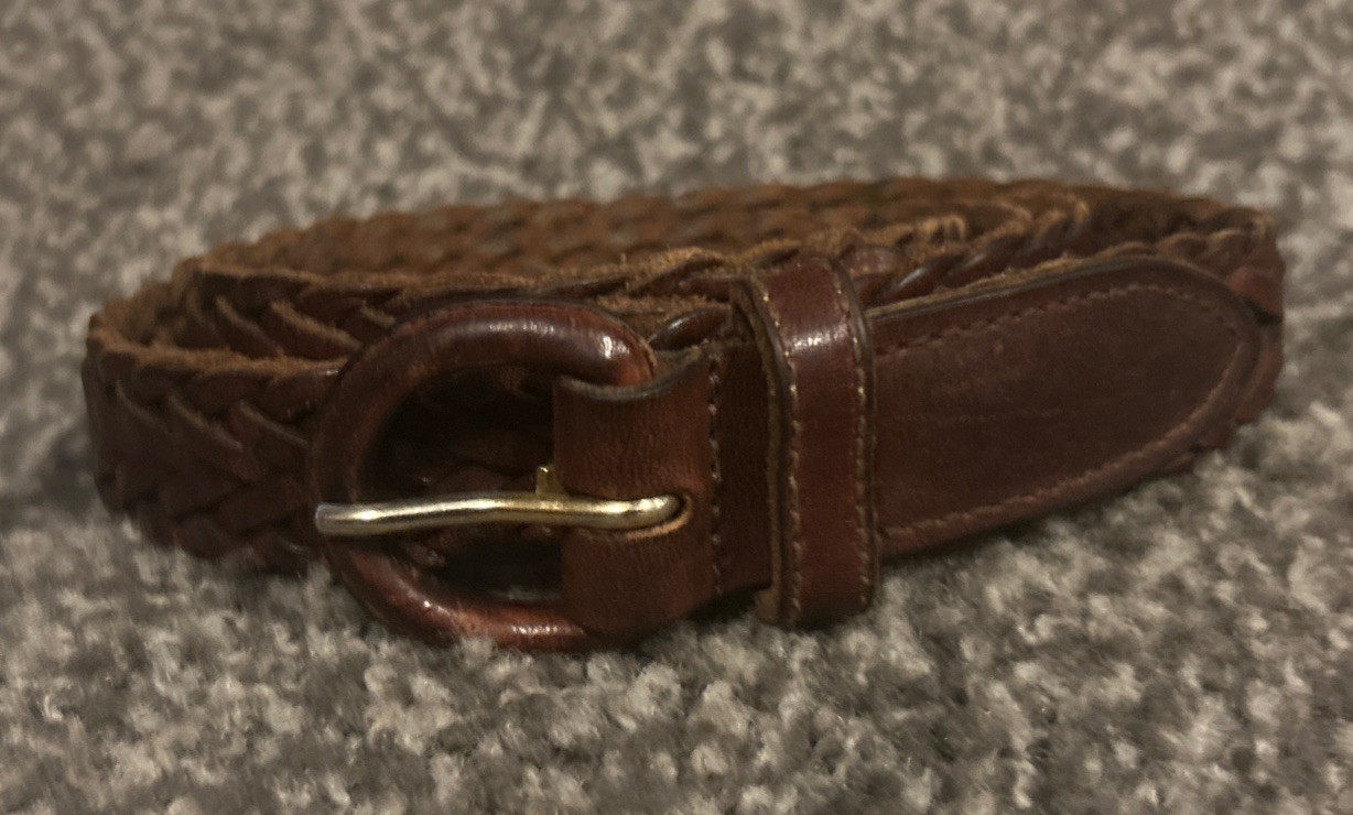 100% Genuine Leather Brown Braided Belt – Made in Uruguay