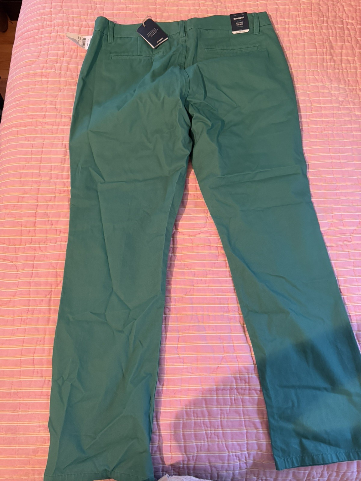 Bonobos Green Slim Fit 100% Cotton Chinos New w/Tags Size 35×30