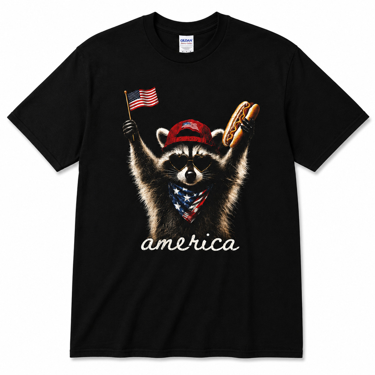 America Raccoon Hot Dog Shirt, Kids 4th of July Raccoon Shirt, Patriotic America