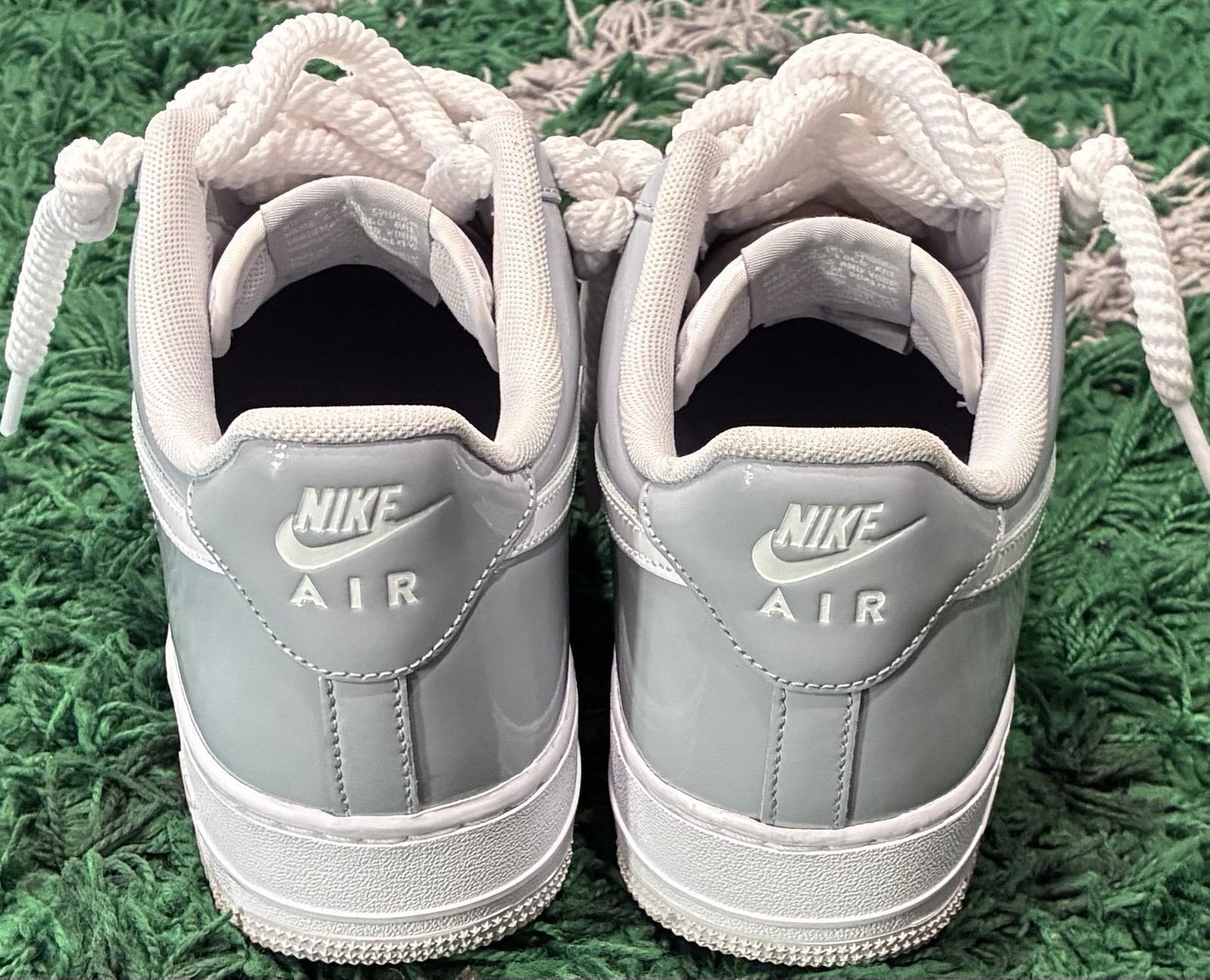 Nike Air Force 1 07 LV8 Wolf Grey Patent Size 11 Pre-Owned/Used No Box WORN ONCE
