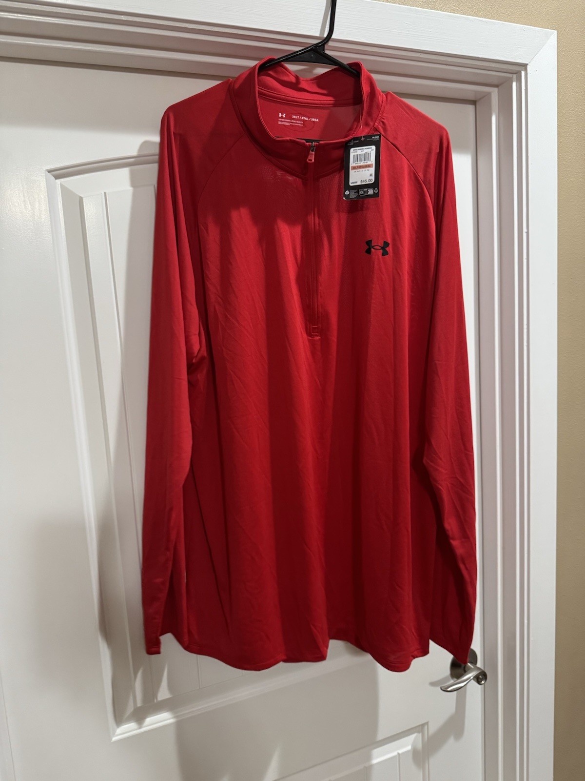 Under Armour UA Tech 2.0 Lightweight 1/2 Zip Mock Neck Pullover Red 3XLT