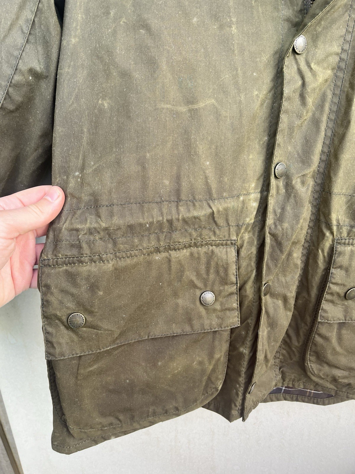 Barbour Dept B Solway Durham Wax Jacket Hooded Beeswax Men’s Olive – Small