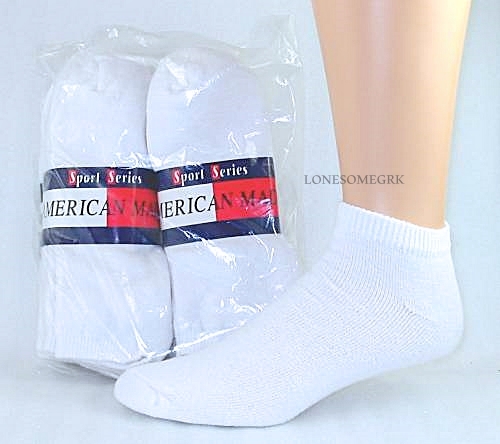 12 Pairs Mens or Womens No Show Low Cut Socks 9-11 10-13 13-15 Sock Size US Made