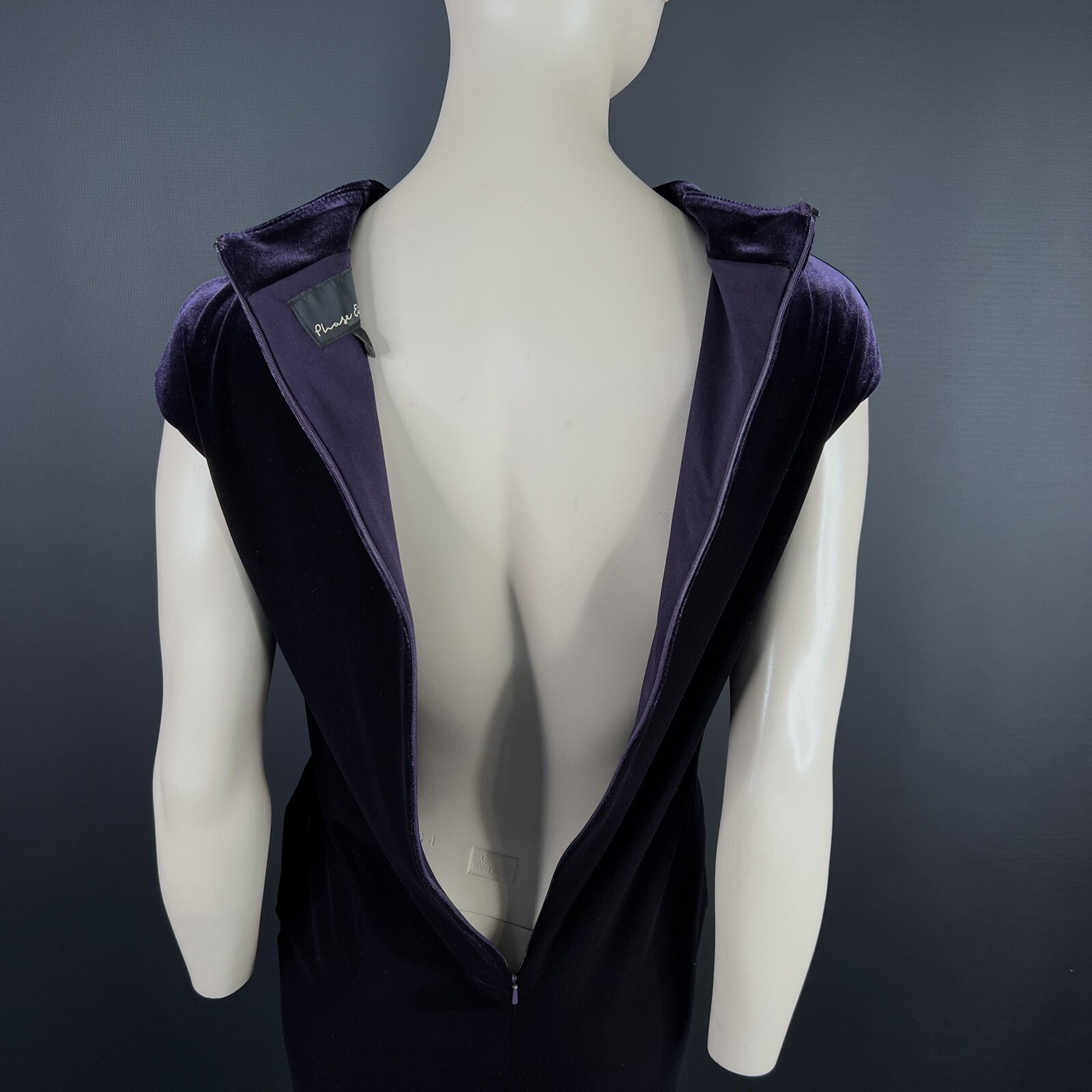 Phase Eight Joelle Dress 10 Purple Velvet Shift High Neck Cocktail Wedding Guest