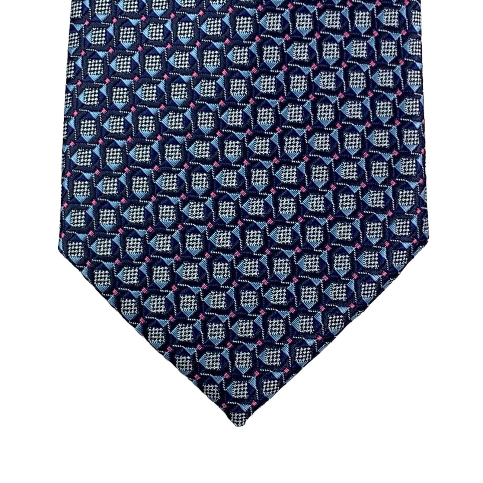Perry Ellis Mens Cavert Geo Print Neck Tie Blue Pink 3 1/8″