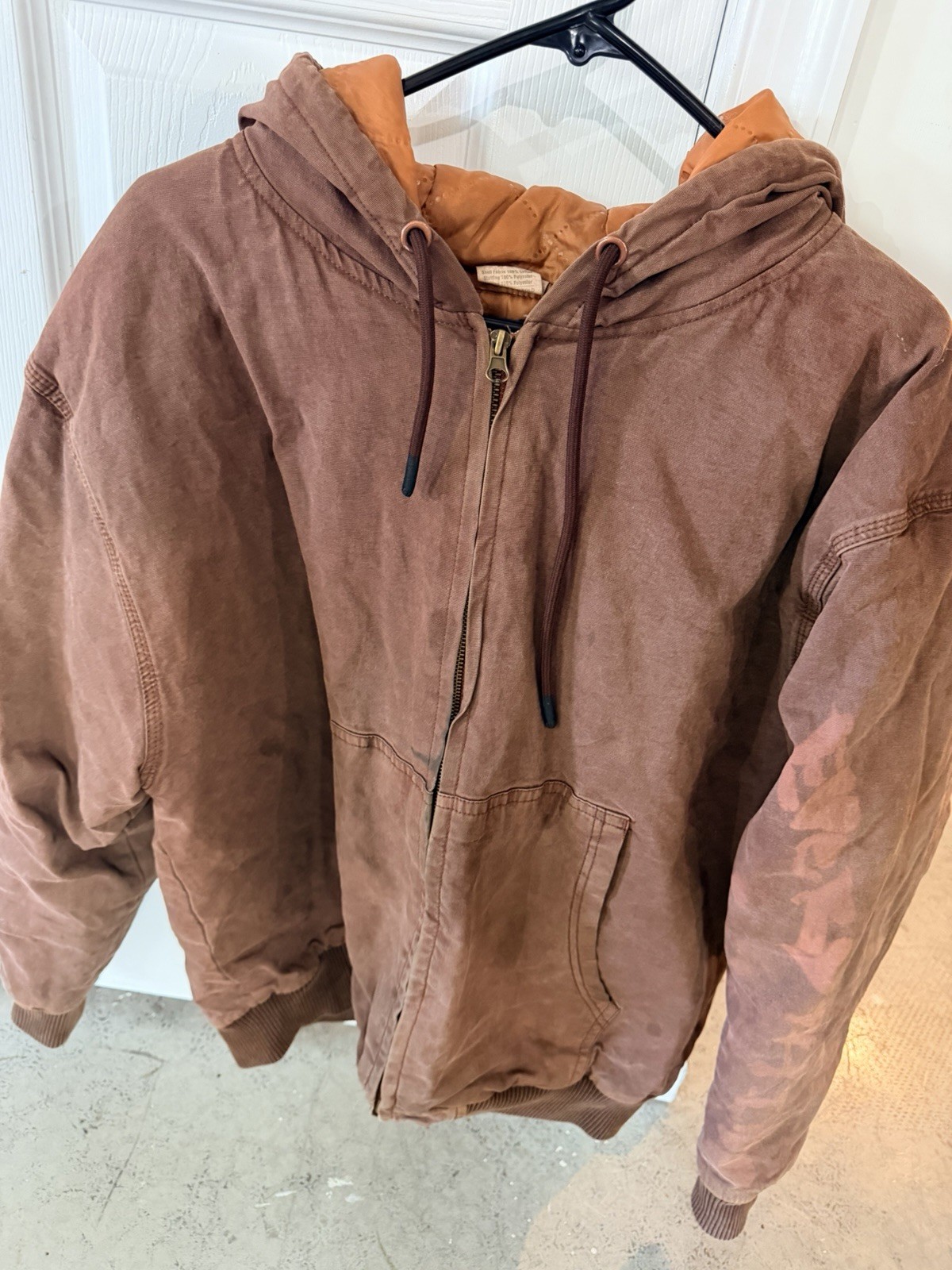 Southpole Men’s Brown Hooded Full Zip Lined Jacket Graphic Graffiti Back L