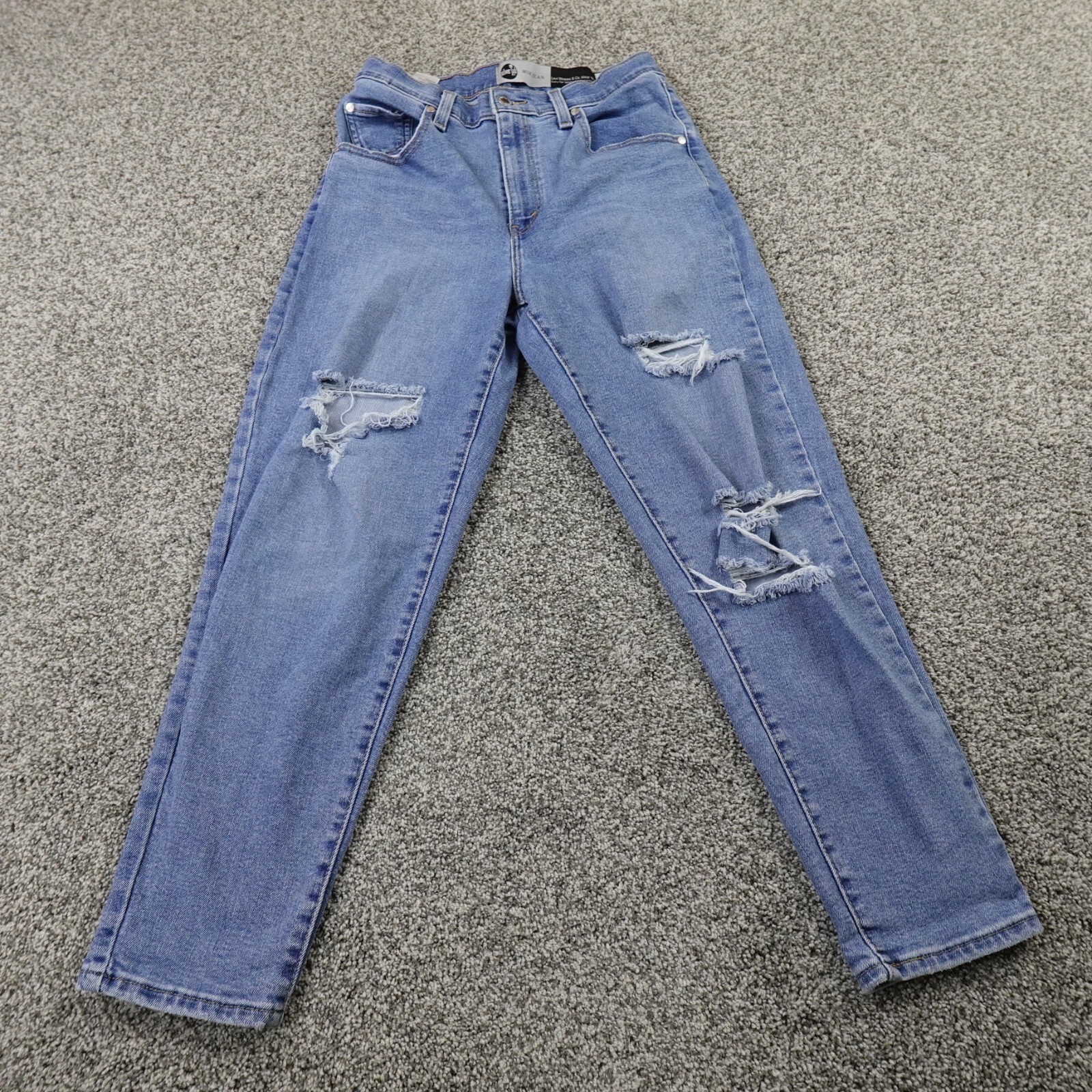 Levis Jeans Womens 29 Light Blue Denim Pants Silver Tab Mom High Rise Stretch
