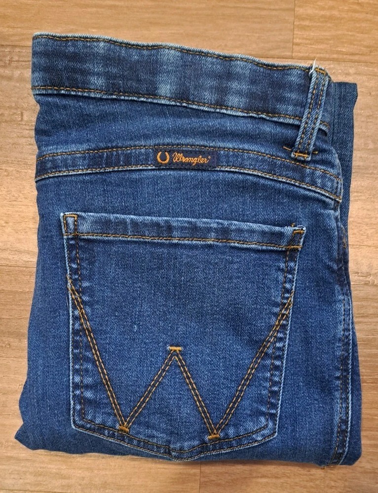 Wrangler Willow Ultimate Riding Jean Women 15×34 Blue Denim Mid Rise Bootcut Leg