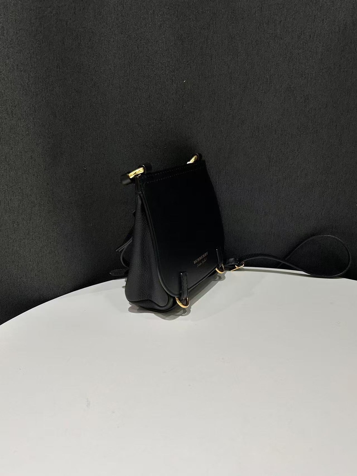 Authentic Burberry Black Calf Leather Saddle Crossbody Bag UK