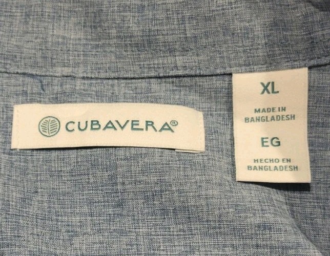 Cubavera Men’s Soft Touch Embroidered Button Down Shirt Dress Blues Size XL NWT