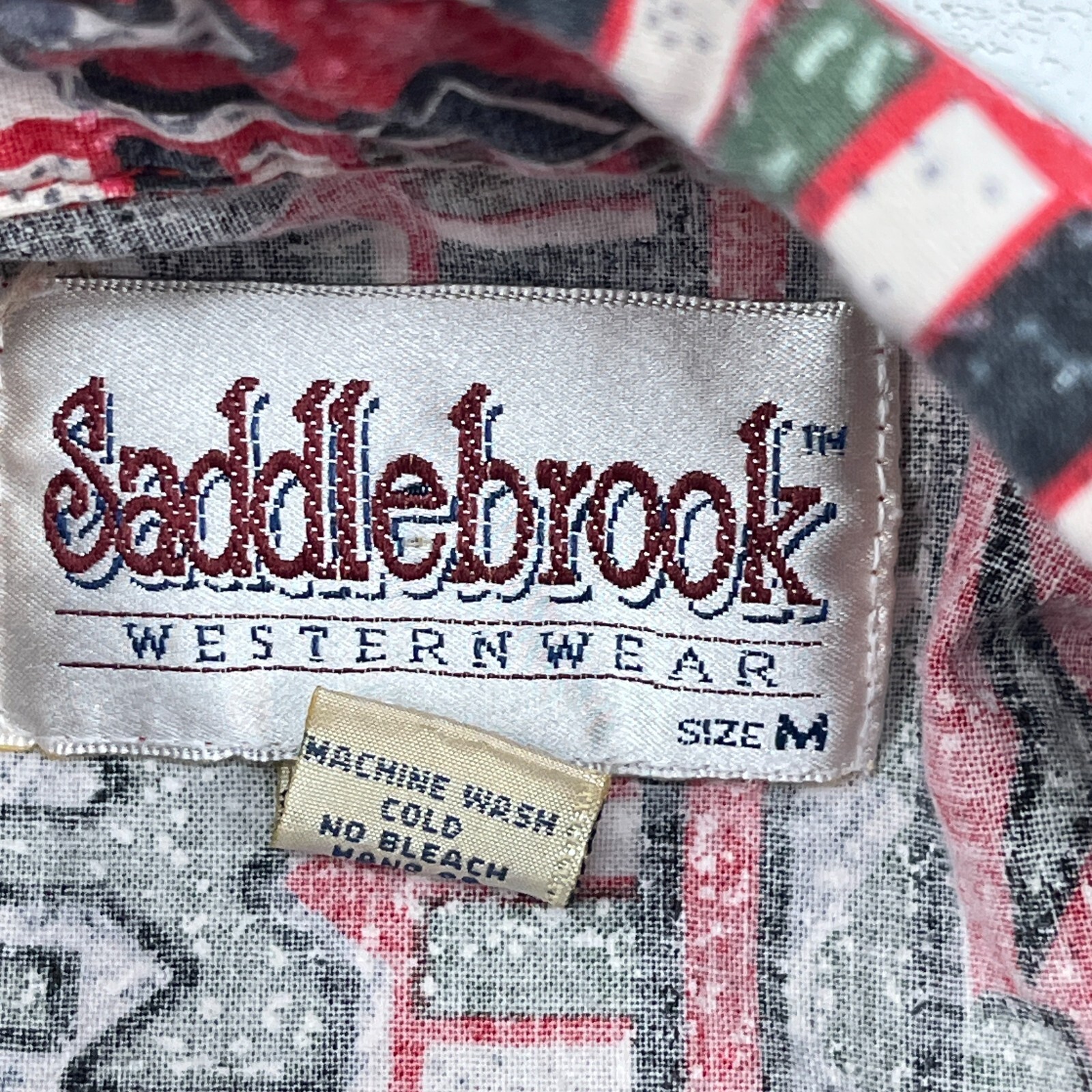 Vintage Saddlebrook Western Shirt Men Medium Red Button Up Cowboy Southwestern