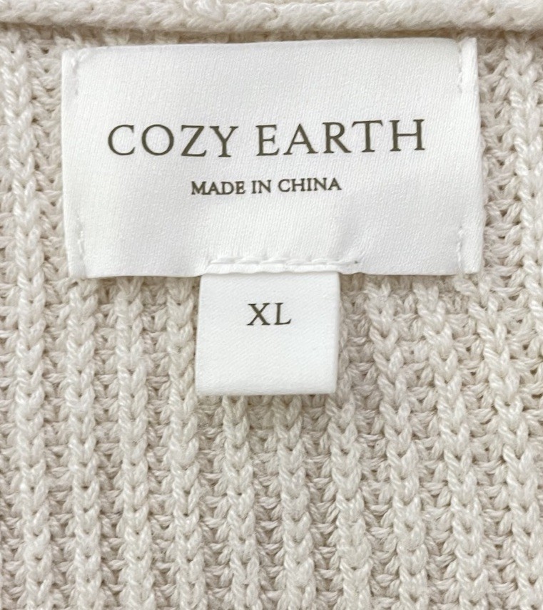 Cozy Earth Oversized Cream Old Money Soft Minimalist Quiet Luxury Cardigan XL