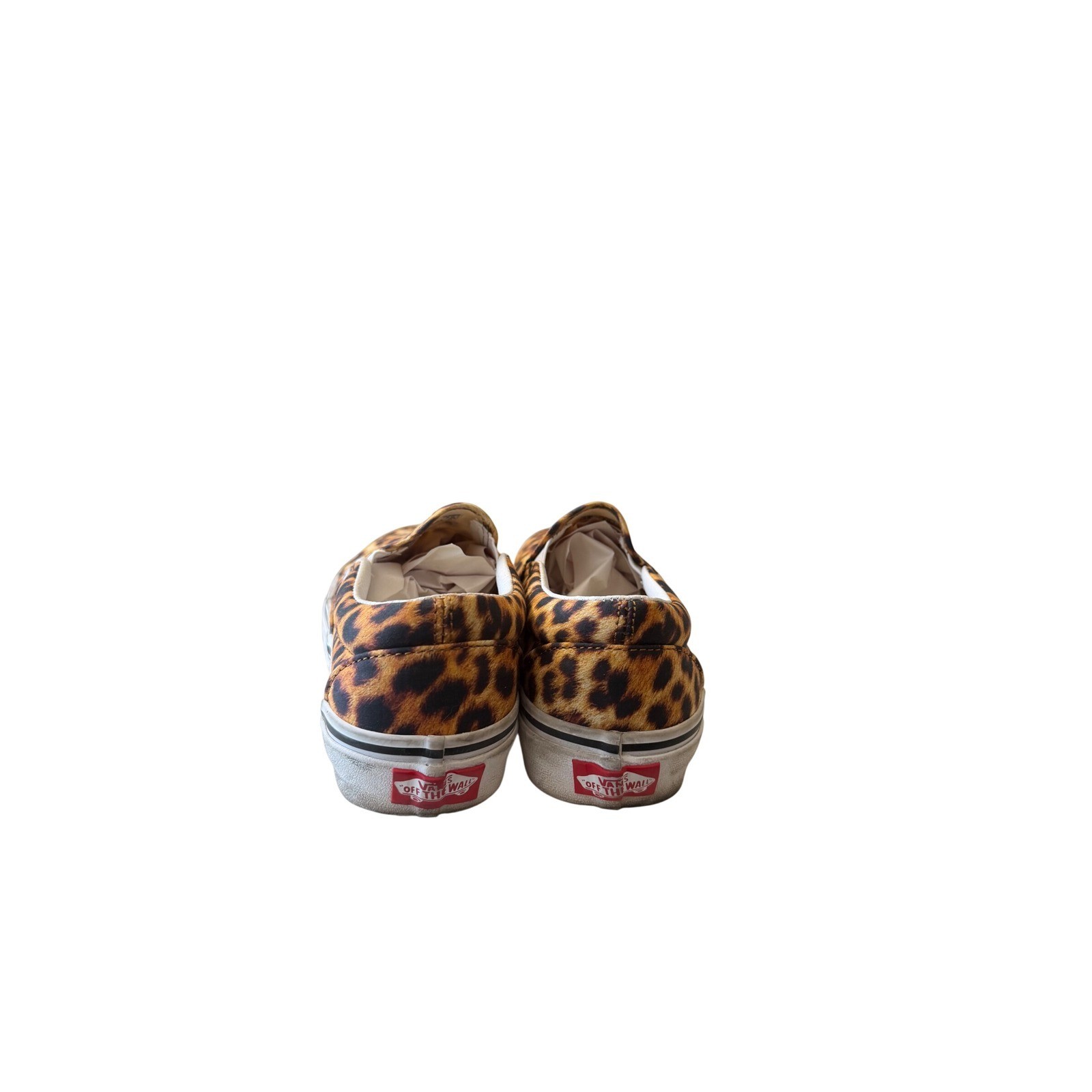 Vans Classic Slip-On Leopard Print Skate Shoes Mens 3.5 Womens 5.0 Tan Black