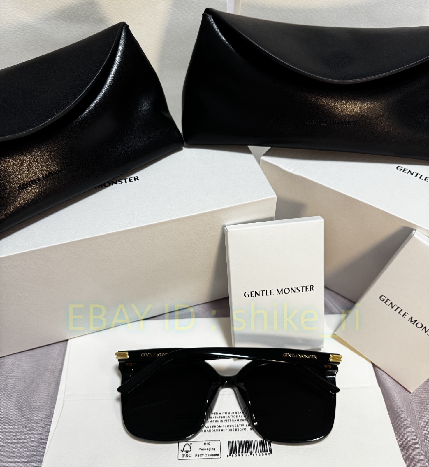 GentleMonster New Her 01 Unisex Sunglasses Oversized Black Frame Black Lenses