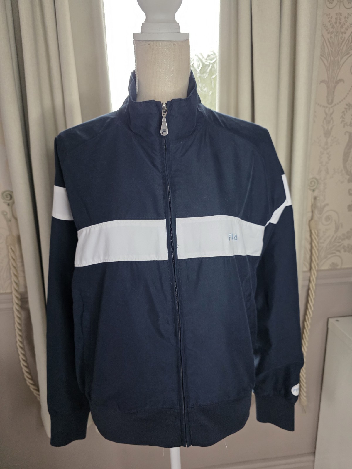FILA Womens tracksuit top Jacket UK 14 navy white