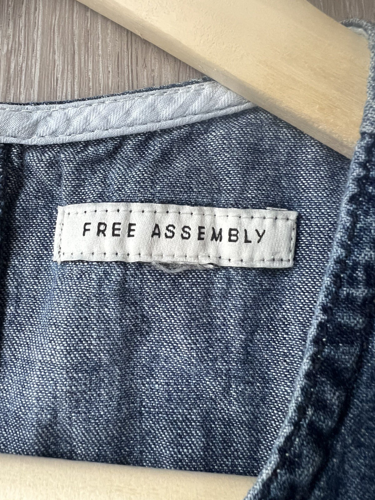 Free Assembly Dark Blue Denim Short Summer Dress Sz M Elastic Drawstring Waist