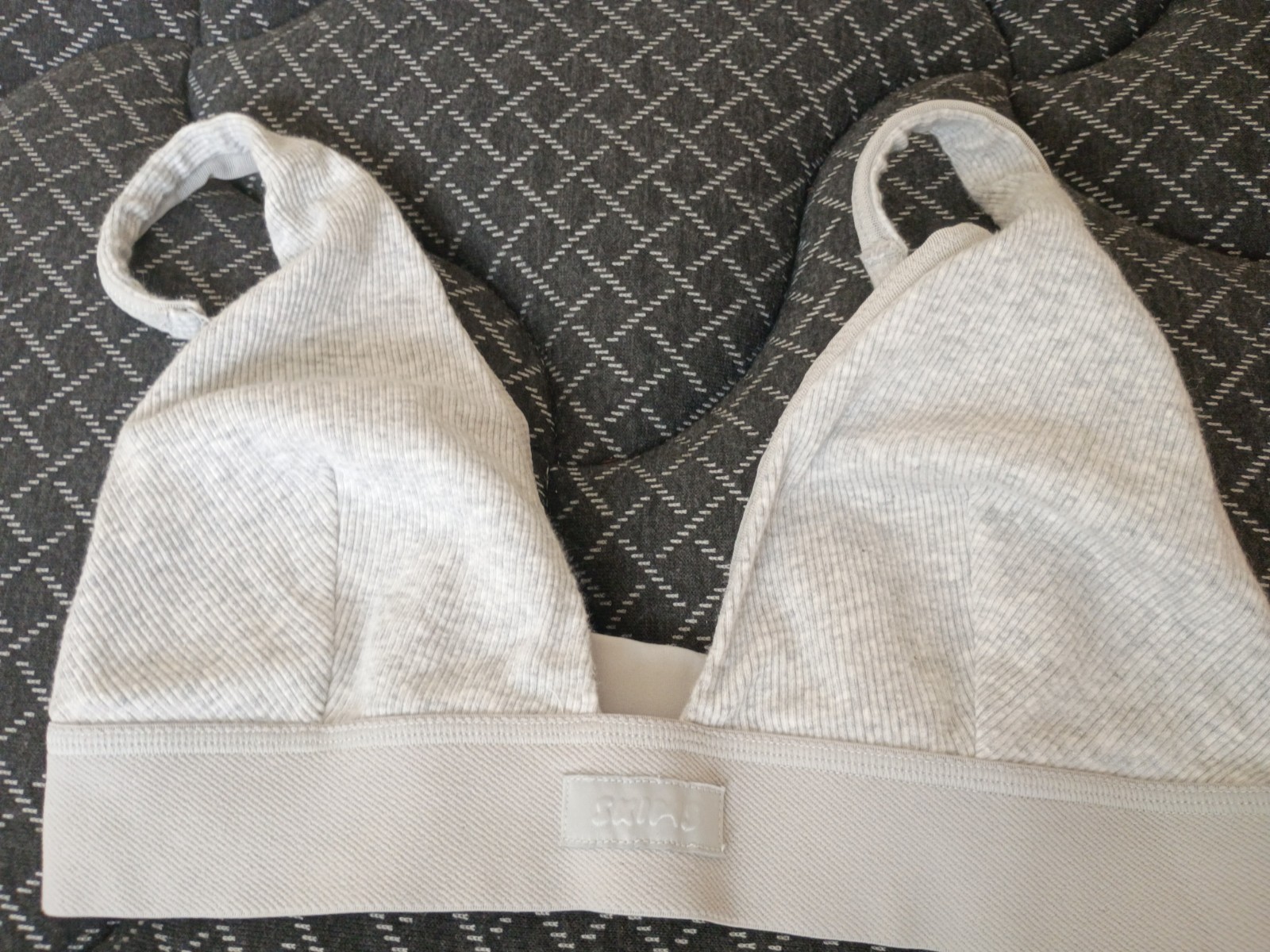 SKIMS Cotton Rib Wireless Bralette Gray M Ribbed Cotton Stretch Pullover