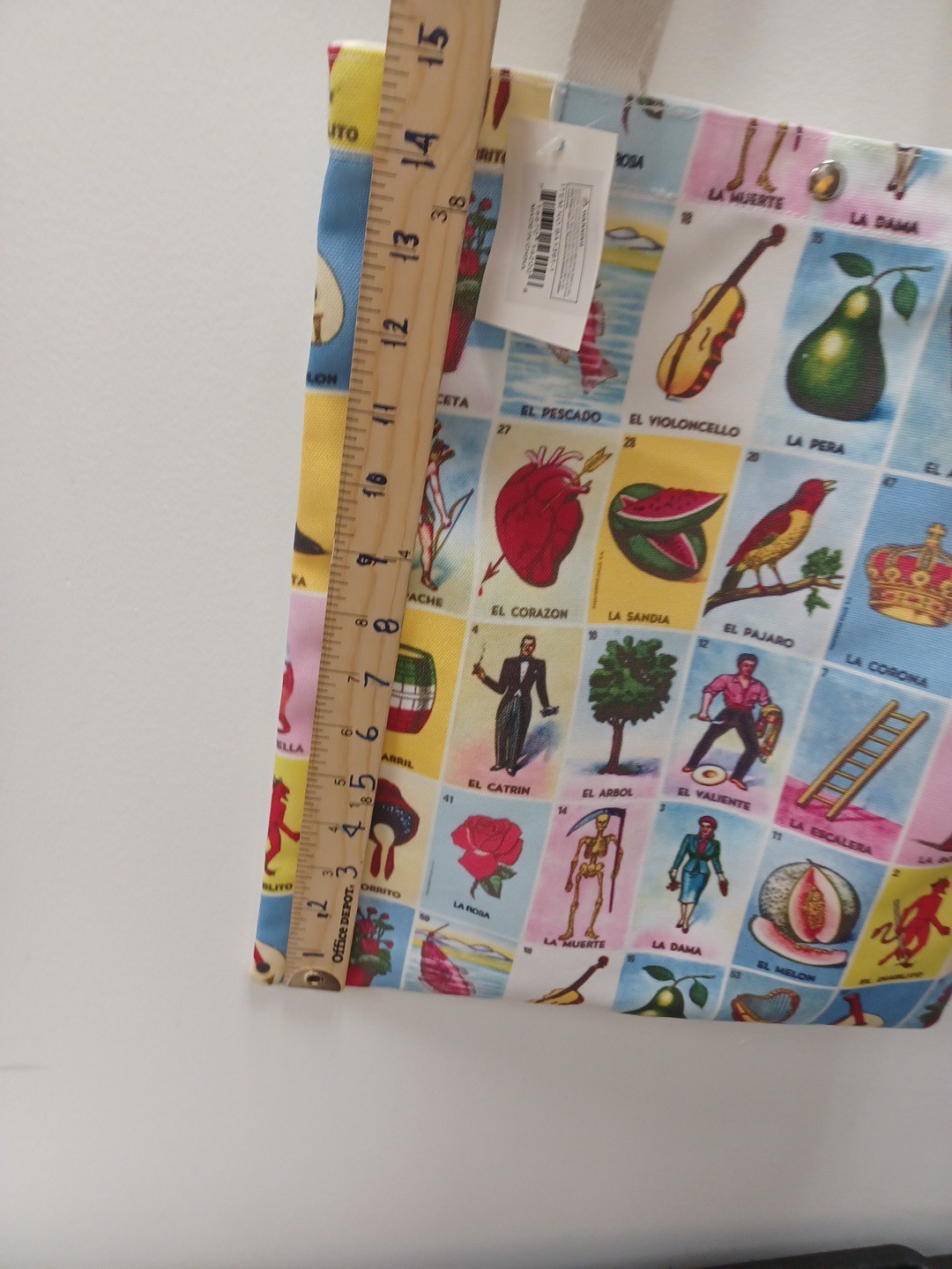 Colorful Print Tote Bag Mexican Bingo Game Shoulder Shopper 15×13 Loteria.