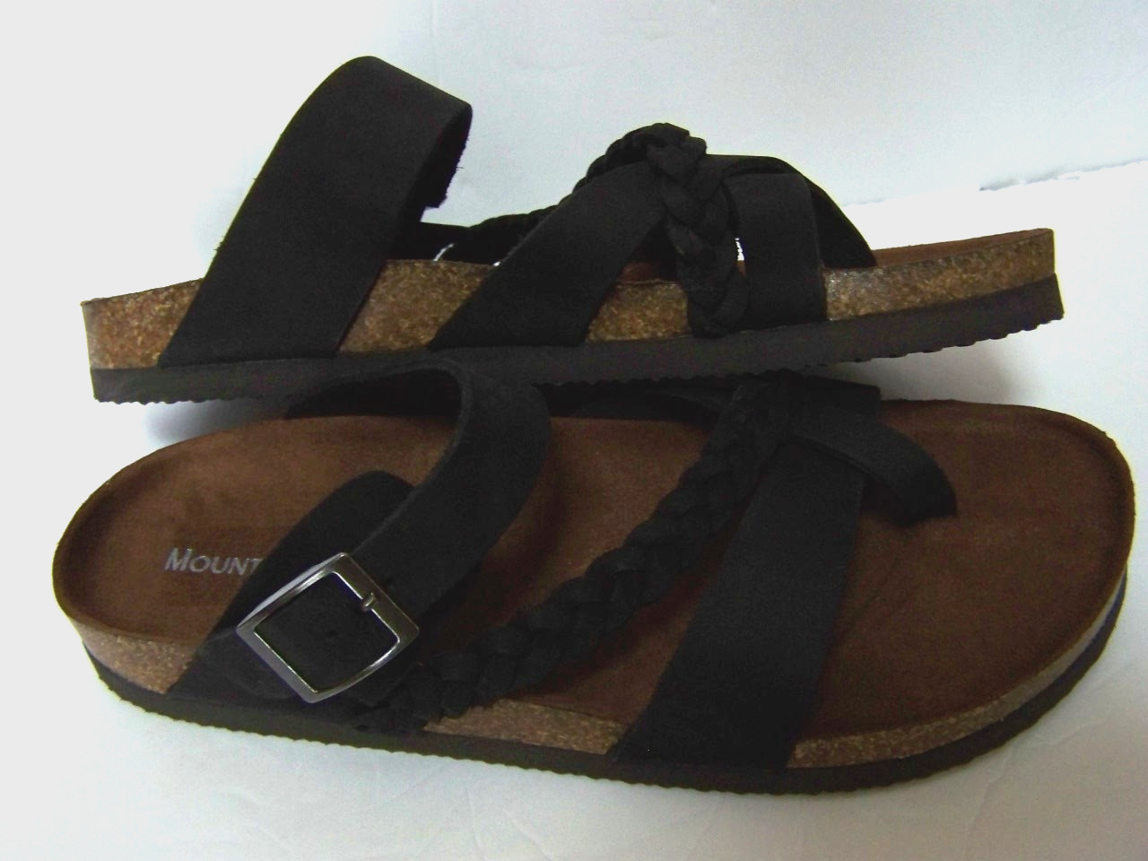 Mountain Sole Birki Womens 9M Slip-on Comf Cork Footbed Sandal Braid Leather NEW