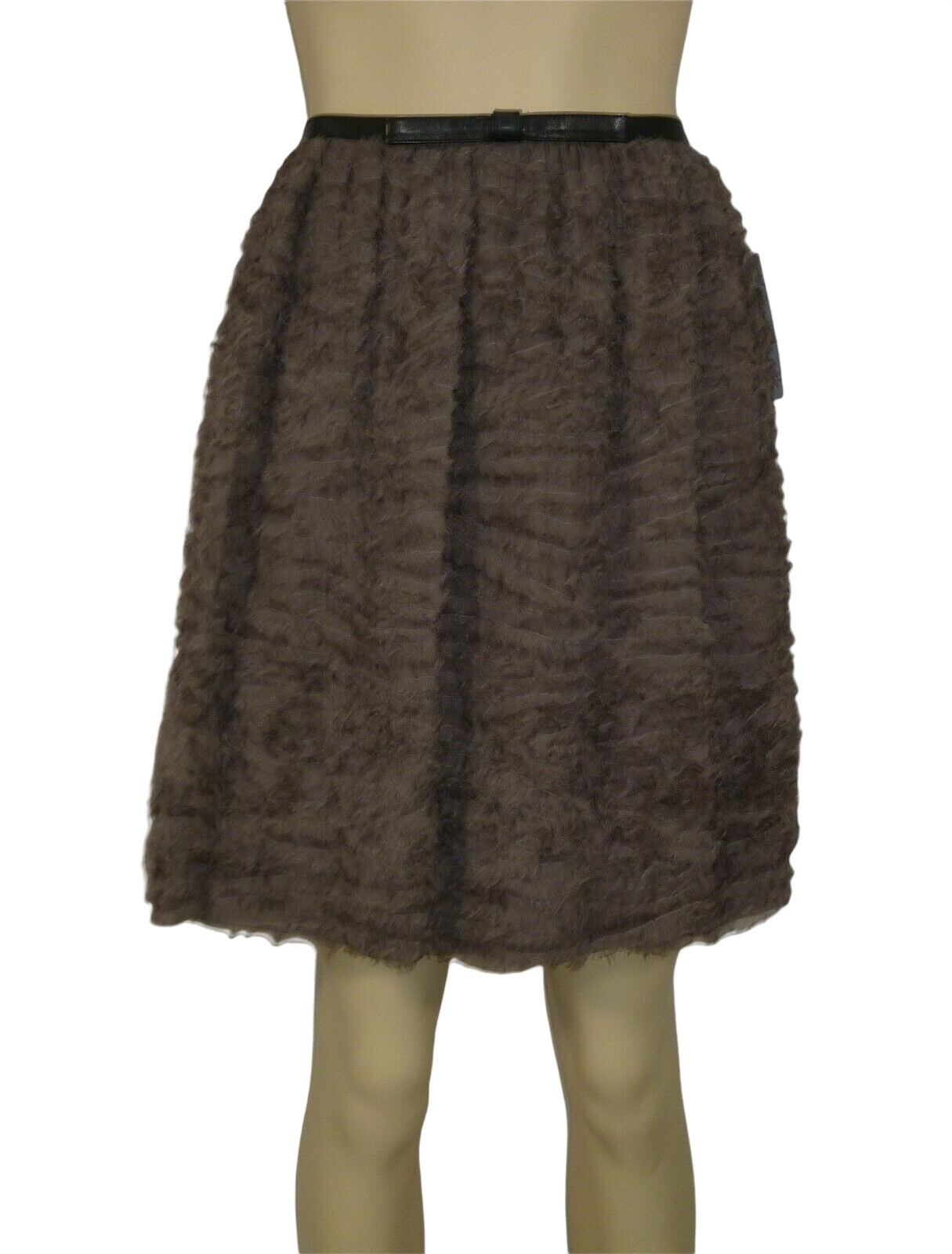 ROBERT RODRIGUEZ NWT Brown Skirt Silk Leather Mocha Grey 2