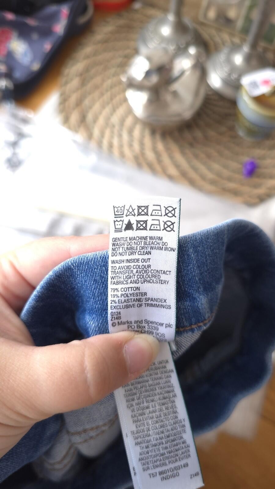 M&S Marks & Spencer Womens Blue Indigo Cotton Blend Denim Jeggings -Sz 18 R