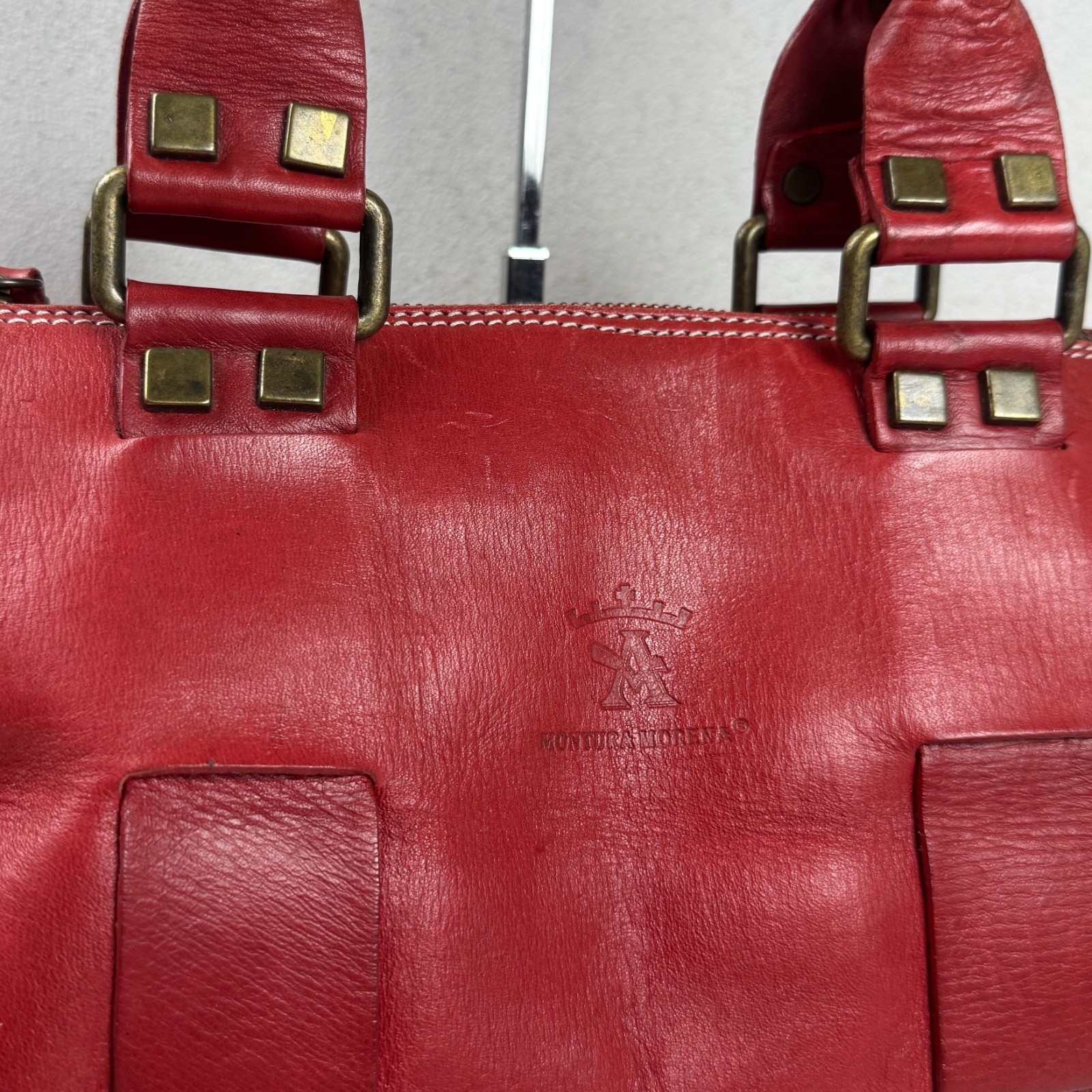Contura Firenze Red Genuine Leather Shoulder Bag Vintage Y2K Handbag Italy