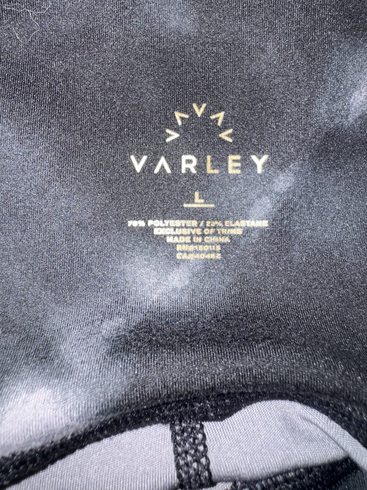 Varley Womens Century Leggings Black Gray Tie Dye Mid Rise 26” Ankle Active Sz L