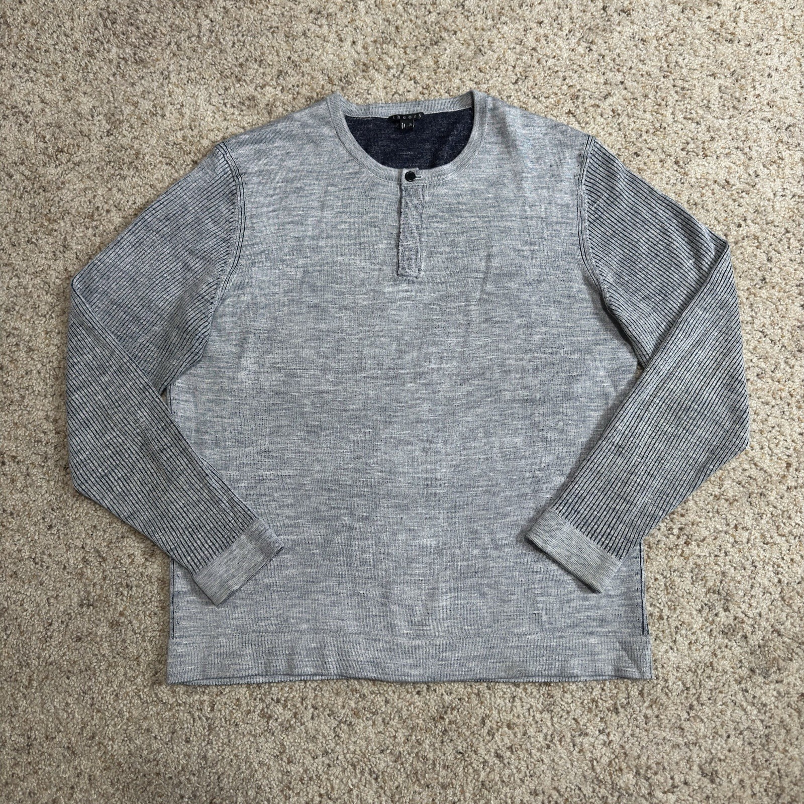 Theory Axion Rigelle Merino Wool Linen Blend Sweater Knitted Fabric Men’s XL