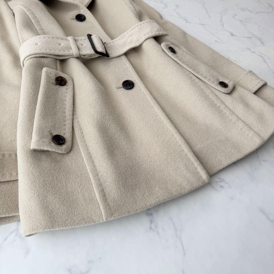 Burberry London Angora Blend Coat Belt Shadow Horse Made in Japan 42