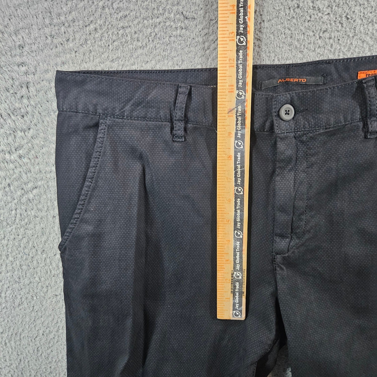 Alberto Mens Regular Slim Fit Dynamic Superfit Print Pants Black 36×34