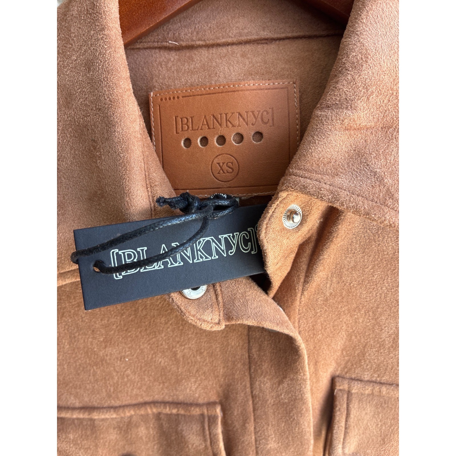 BlankNYC Rusty Rivets Faux Suede Shacket Tan Brown XS 76X-6300NO
