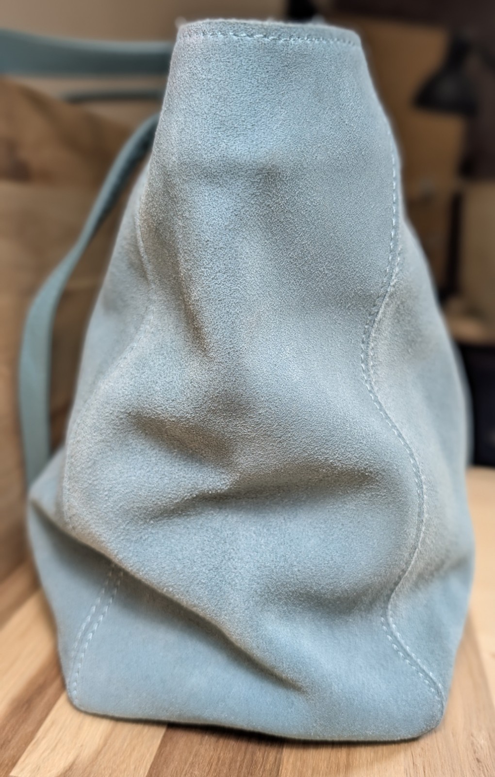 UGG Premium Suede & Leather Tote Bag Chambray Blue Pristine w/ Dust Bag