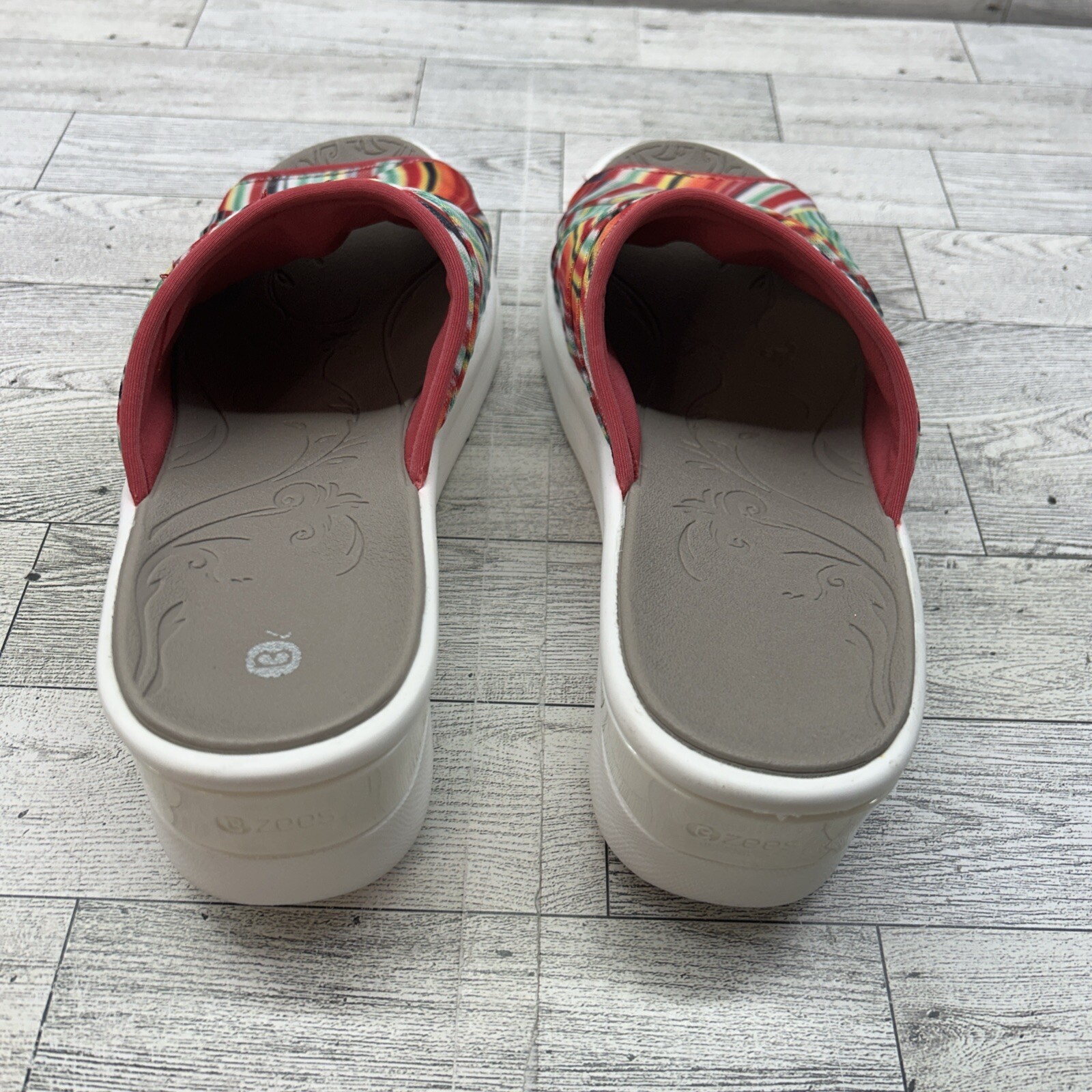 Bzees Smile II Washable Shoes Knotted Twist Stripe Wedge Slide On Sandal Size 10