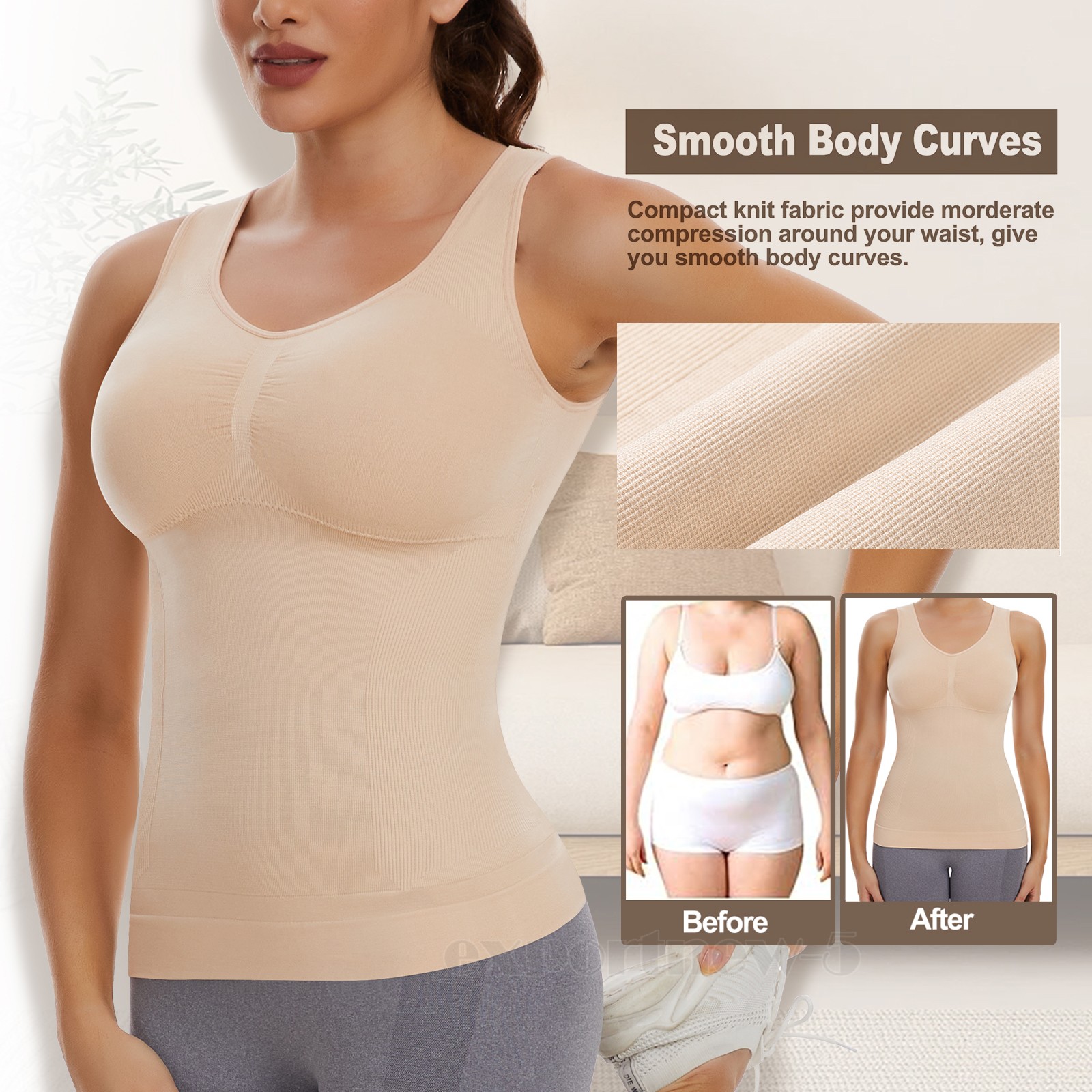 Women’s Removable Bra Shapewear Slimming Body Tummy Waist Cami Shaper Tank Top