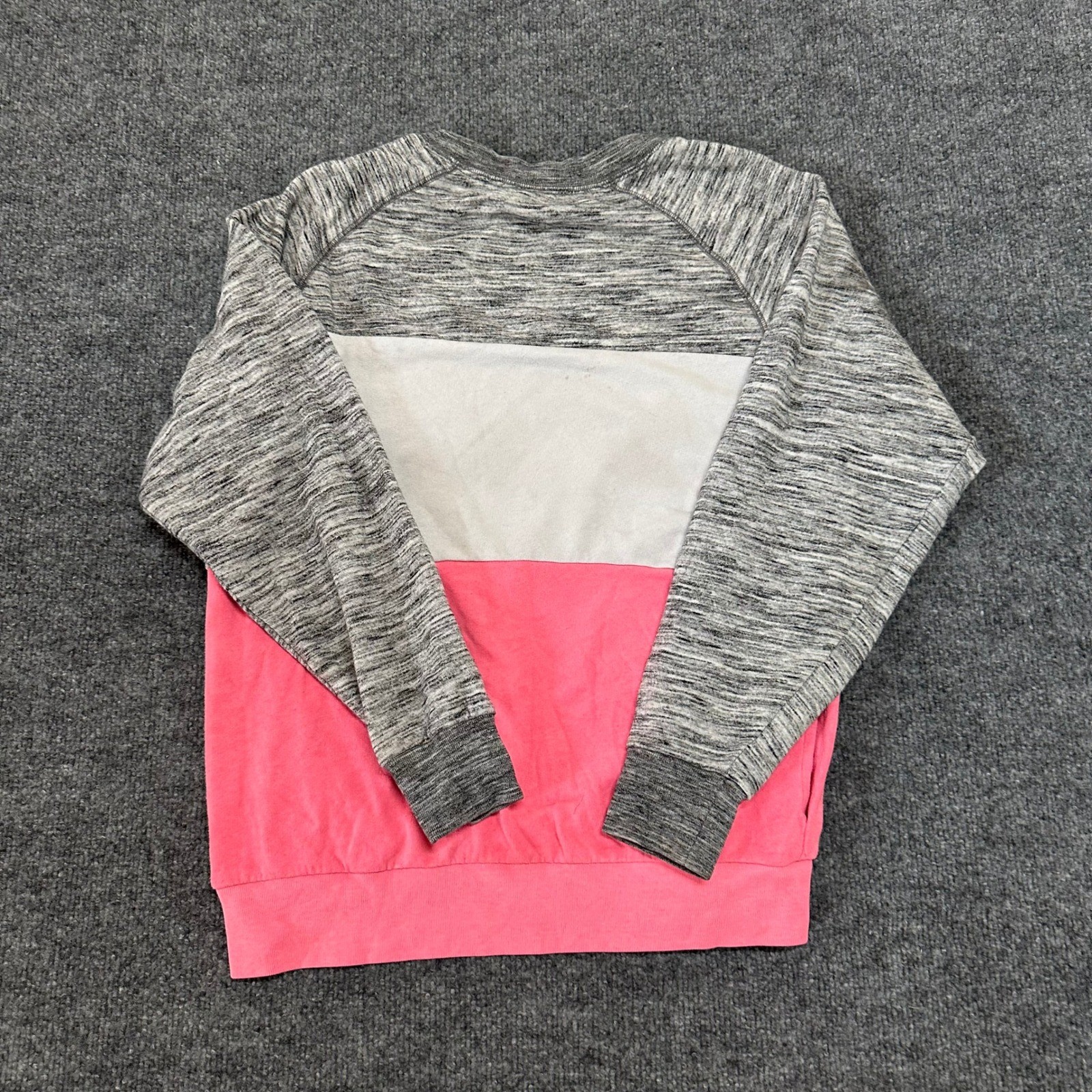 PINK Sweatshirt Womens Size XS Grey White Pink Colorblock Logo Crewneck Pullover