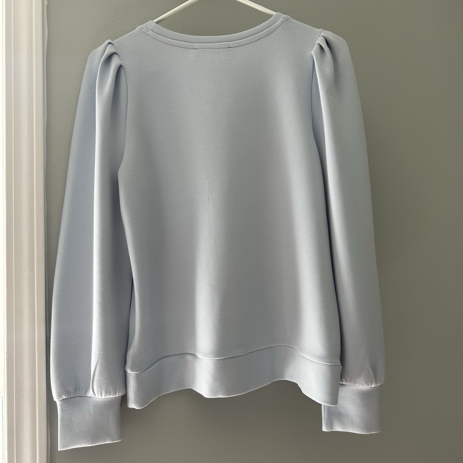 Magaschoni Blue Puff Sleeve Crew Neck Pullover Sweater Women’s NEW Size Medium