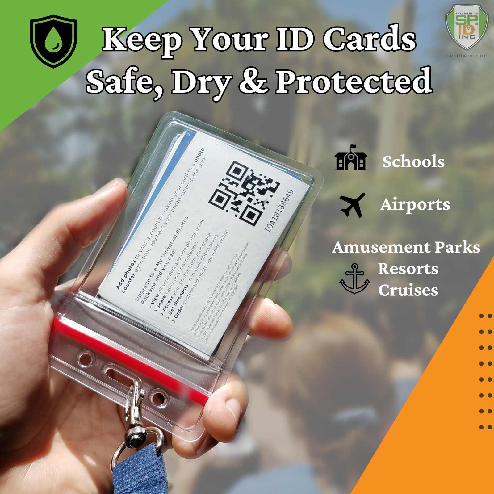 100 Pack – Heavy Duty Vertical Resealable Vinyl ID Badge Holders -Waterproof Zip