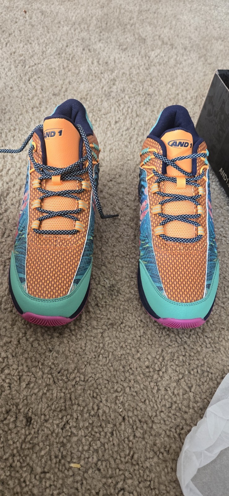 AND1 Explosive T Orange Teal Pink Purple Navy Low Top Lace-Up Athletic Sneaker