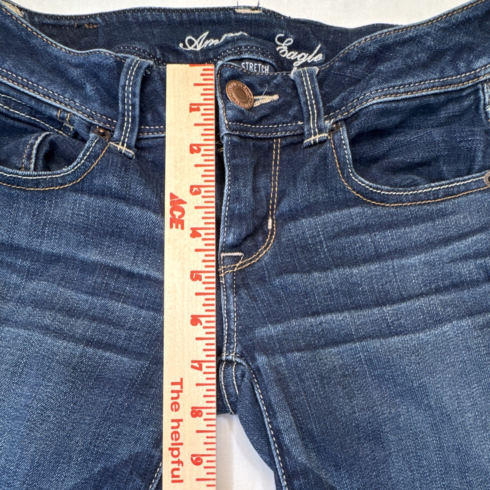 American Eagle Women’s Sz 4 Long Slim Fit Bootcut Jeans Dark Wash Stretch 2012